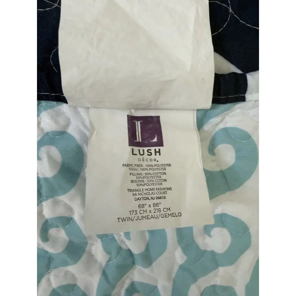 Lush Decor Whale Comforter Quilted Quilt Set Blue Size Twin Nautical Coastal